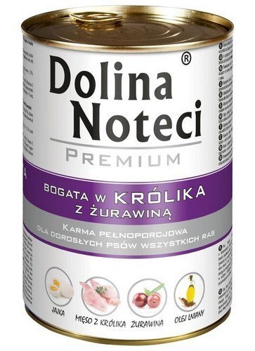 Dolina Noteci Premium Pies Królik i żurawina puszka 400g Dolina Noteci