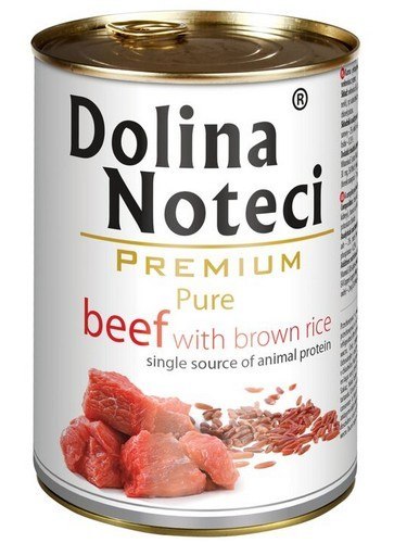 Dolina Noteci Premium Pies Pure Wołowina i ryż puszka 400g Dolina Noteci