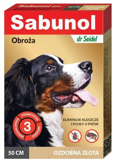 Sabunol GPI Obroża przeciw pchłom dla psa ozdobna złota 50cm Sabunol Sabunol GPI Obroża przeciw pchłom dla psa ozdobna złota 50cm Sabunol