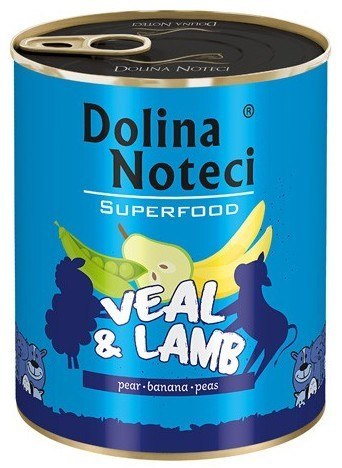 Dolina Noteci Superfood Pies Cielęcina i jagnięcina puszka 800g Dolina Noteci