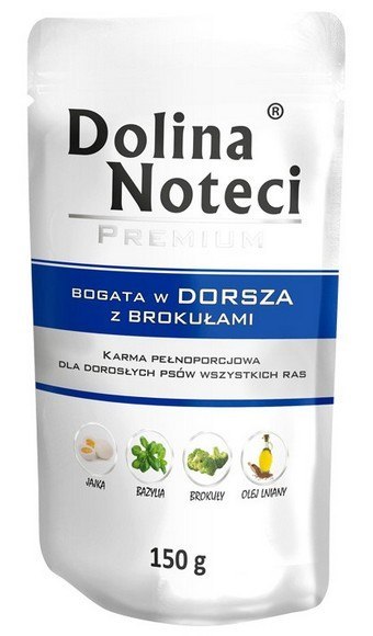 Dolina Noteci Premium Pies Dorsz z brokułami saszetka 150g Dolina Noteci