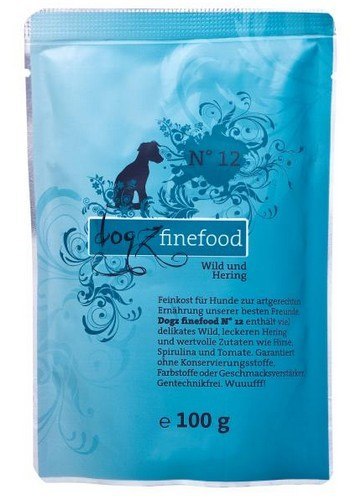 saszetka 100g skład Dogz Finefood Classic N.12 Dziczyzna i śledź