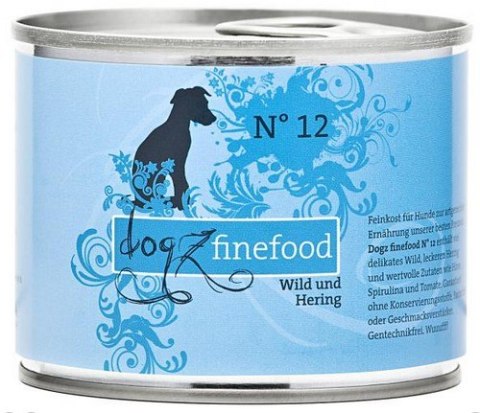 puszka 200g skład Dogz Finefood Classic N.12 Dziczyzna i śledź