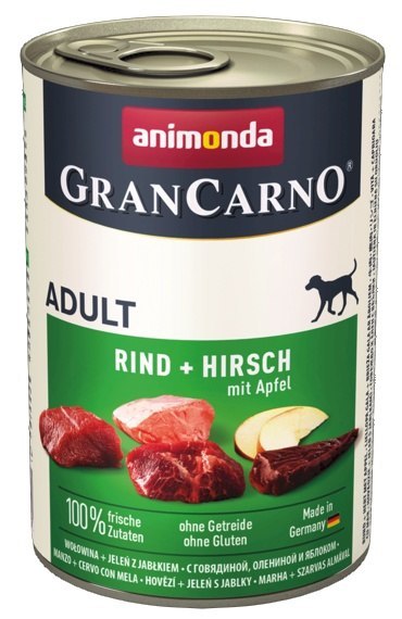 Animonda GranCarno Adult Rind Hirsch Apfel Wołowina, Jeleń + Jabłko puszka 400g