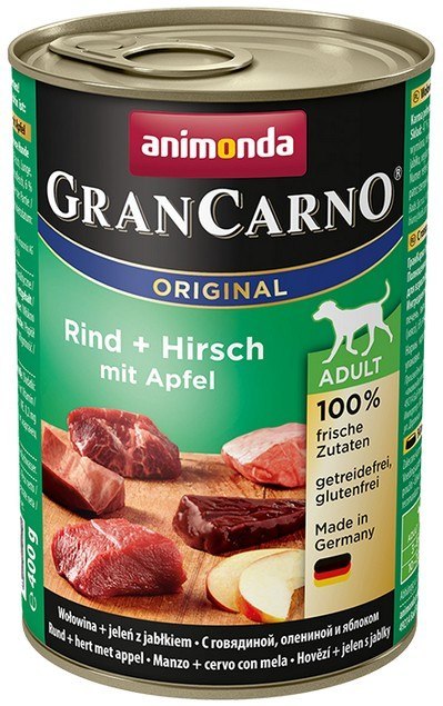 Animonda GranCarno Adult Rind Hirsch Apfel Wołowina, Jeleń + Jabłko puszka 400g