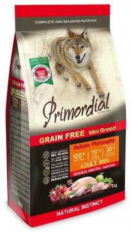 Kaczka & Przepiórka 2kg Primordial karma dla psów ras małych Dog Grain Free Mini Adult