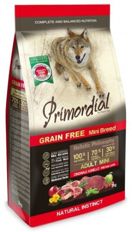 Dziczyzna & Jagniecina 2kg Primordial karma dla psów ras małych Dog Grain Free Mini Adult