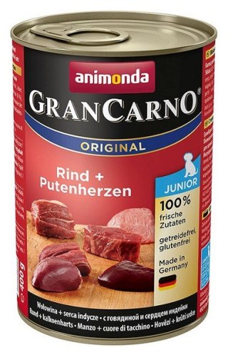 Animonda GranCarno Original Junior Rind Putenherzen Wołowina + Serca Indyka 400g