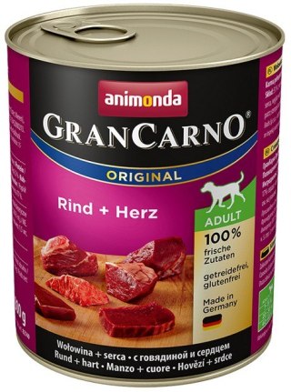 Animonda GranCarno Adult Rind Herz Wołowina + Serca puszka 800g Animonda GranCarno