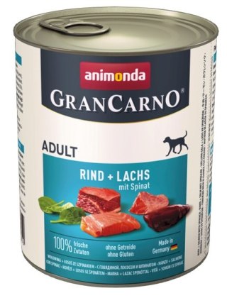 Animonda GranCarno Original Adult Rind Lachs Spinat Wołowina, Łosoś + Szpinak puszka 800g