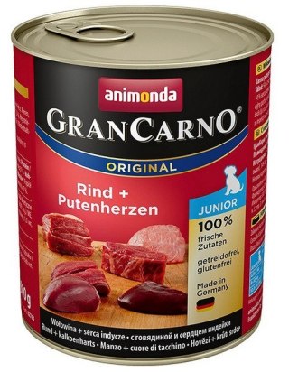 Animonda GranCarno Original Junior Rind Putenherzen Wołowina + Serca Indyka 800g