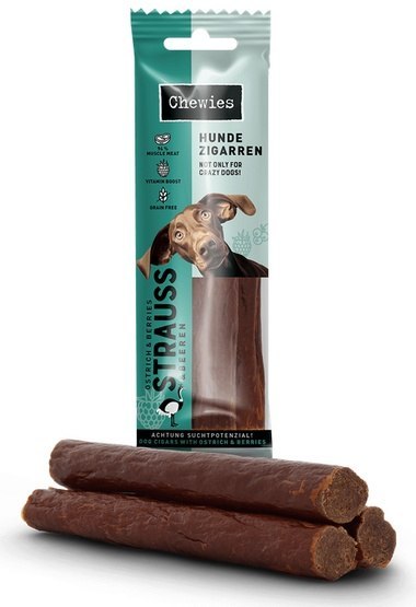 Chewies Hundezigarren Straub & Beeren - struś & owoce 75g