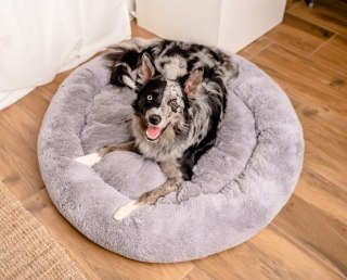 MIMIKO Pets Legowisko Shaggy okrągłe XXL 100cm szare