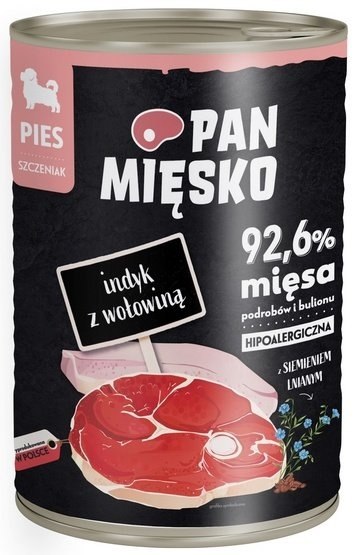 Pan Mięsko Karma mokra dla szczeniąt Indyk z wołowiną puszka 400g