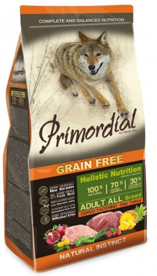 Jeleń & Indyk 12kg Primordial karma dla psa Dog Grain Free Adult