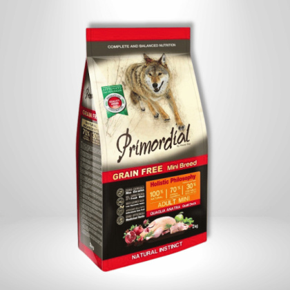 Kaczka & Przepiórka 2kg Primordial karma dla psów ras małych Dog Grain Free Mini Adult