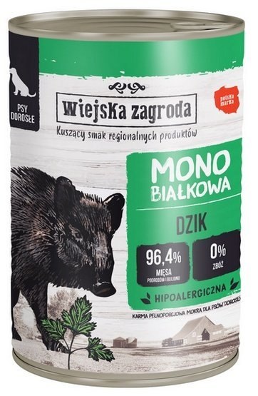 Wiejska Zagroda Monobiałkowa Dzik puszka 400g Wiejska Zagroda Monobiałkowa Dzik puszka 400g