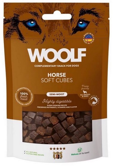 Woolf Soft Cubes Monoprotein Horse 100g